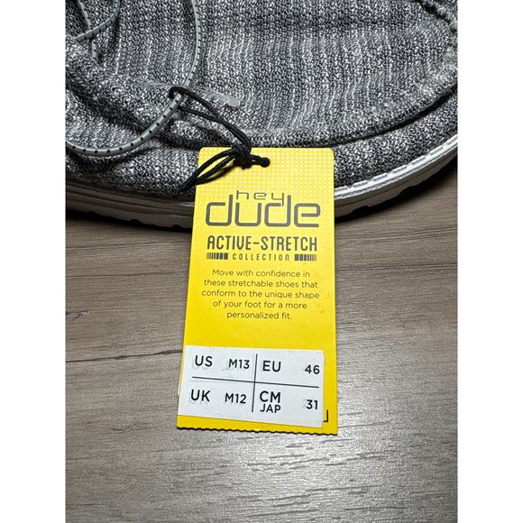 Hey Dude Wally Stretch Mix Granite Gray Black‎ Men’s Slip on Size 13 EU 46- NWT main image 8